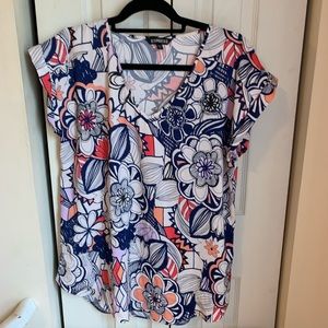 Express Abstract Floral Blouse Size Large